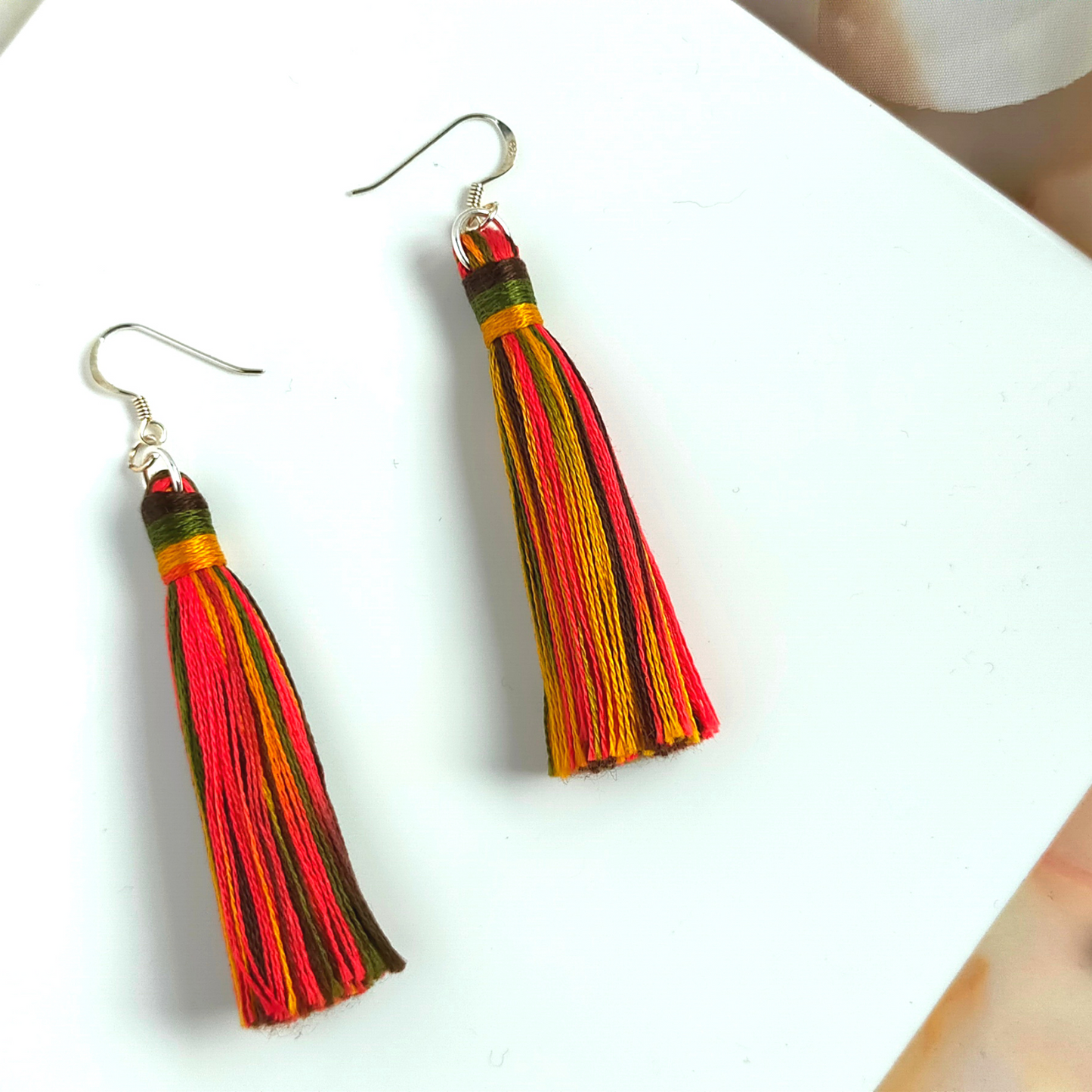 "Cora" Sterling Silver Bright Coloured Tassel Earrings