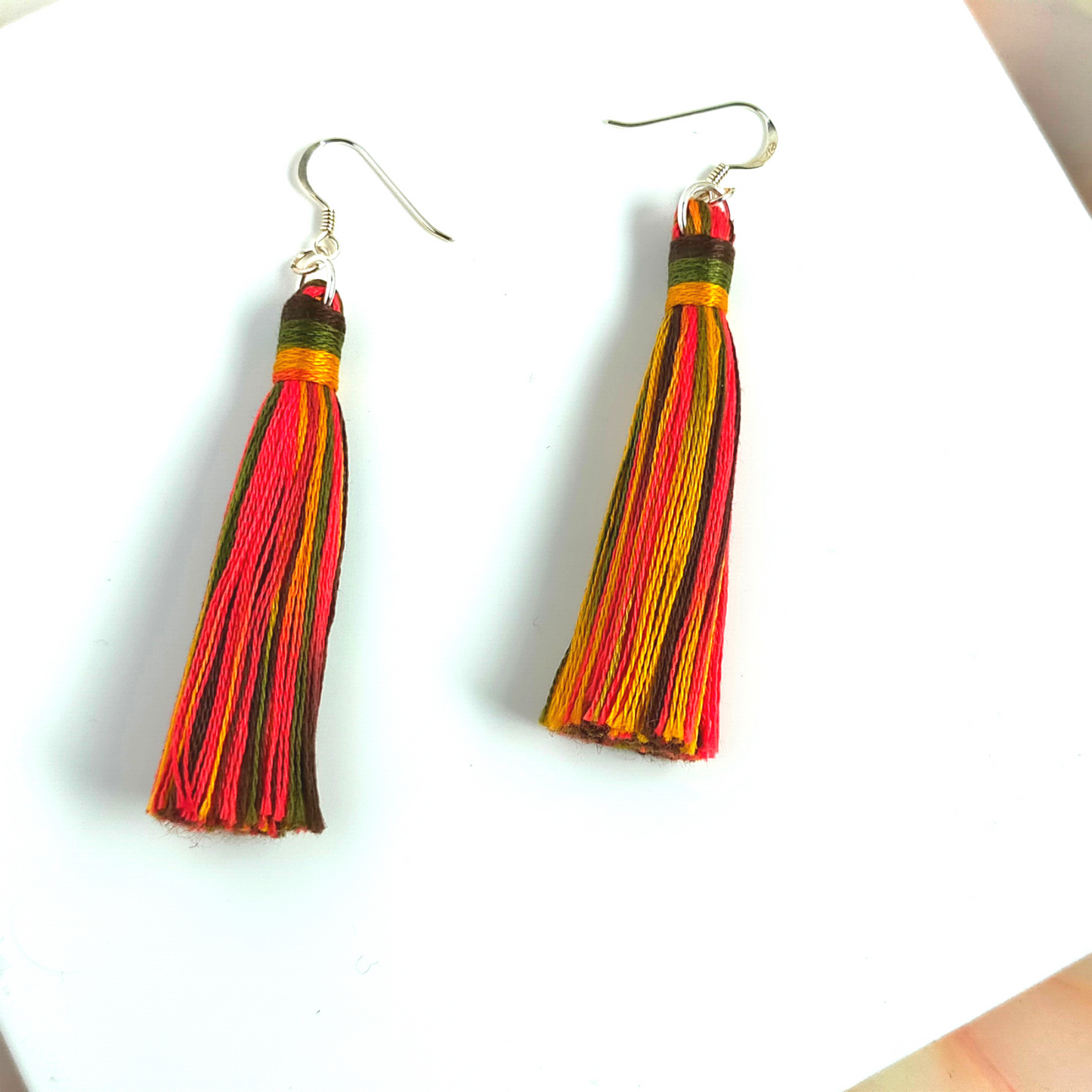 "Cora" Sterling Silver Bright Coloured Tassel Earrings