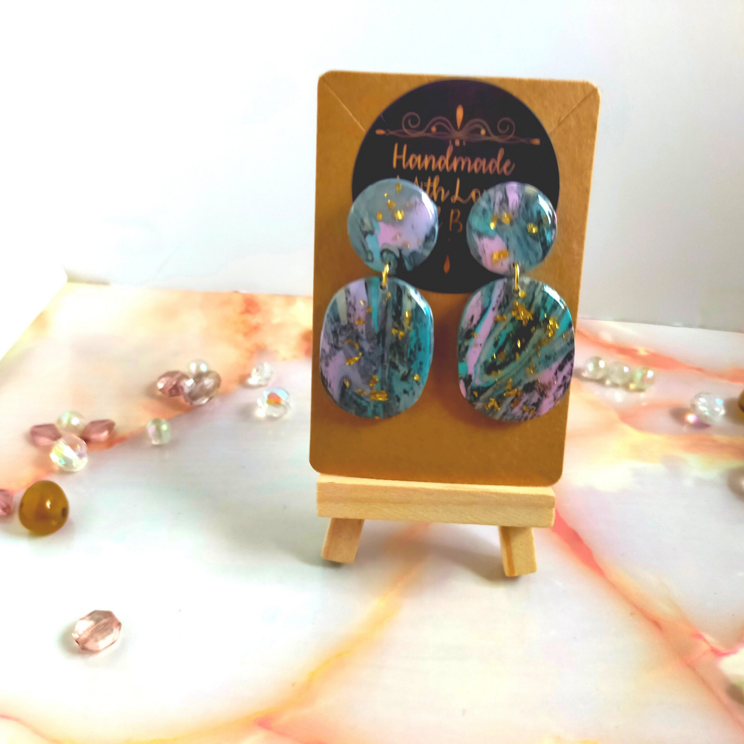 "Edna" Faux Marble Polymer Clay Earrings