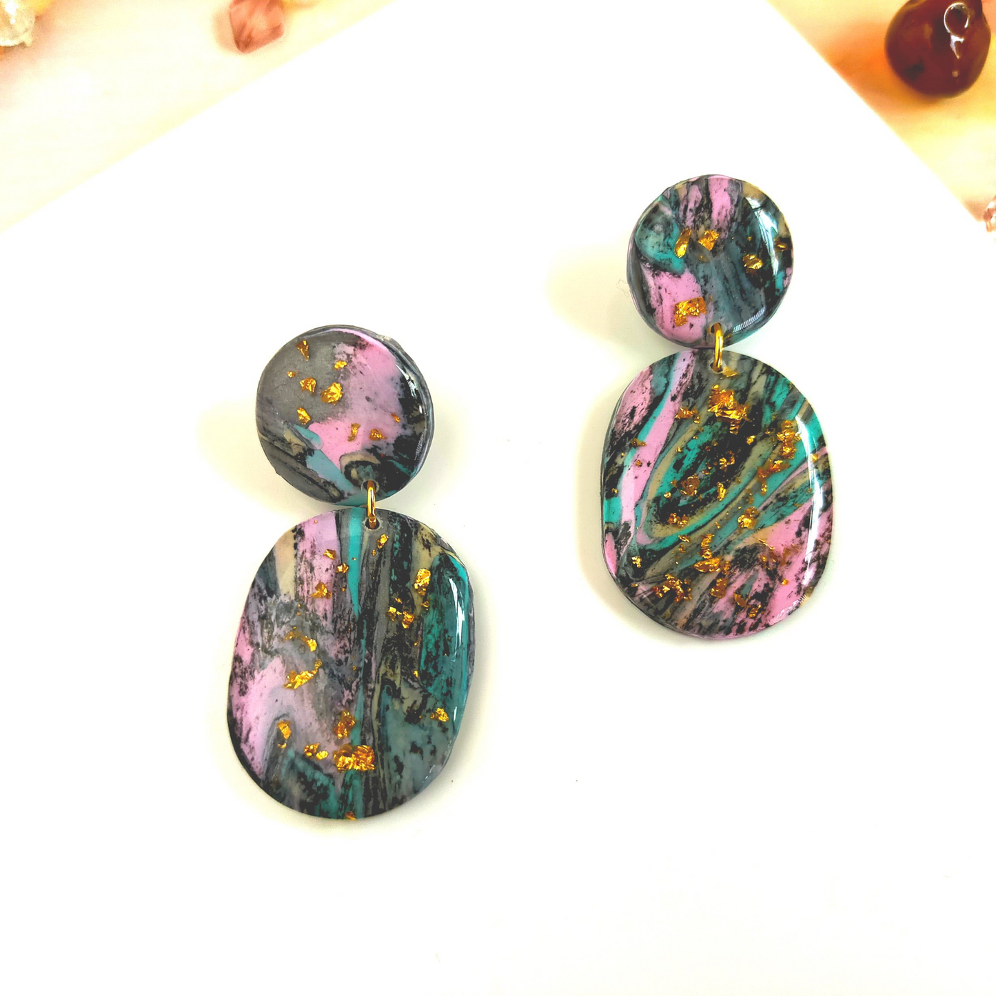 "Edna" Faux Marble Polymer Clay Earrings