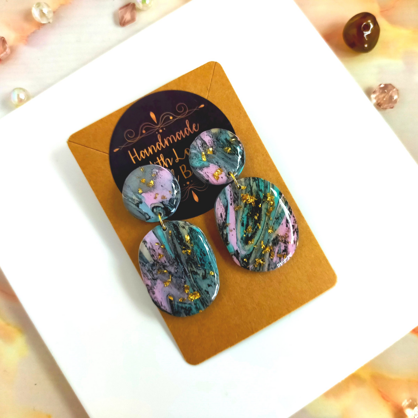 "Edna" Faux Marble Polymer Clay Earrings