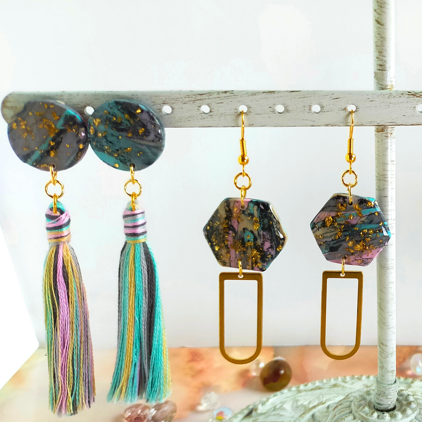 "Harlow" Polymer Clay Earrings with Tassel