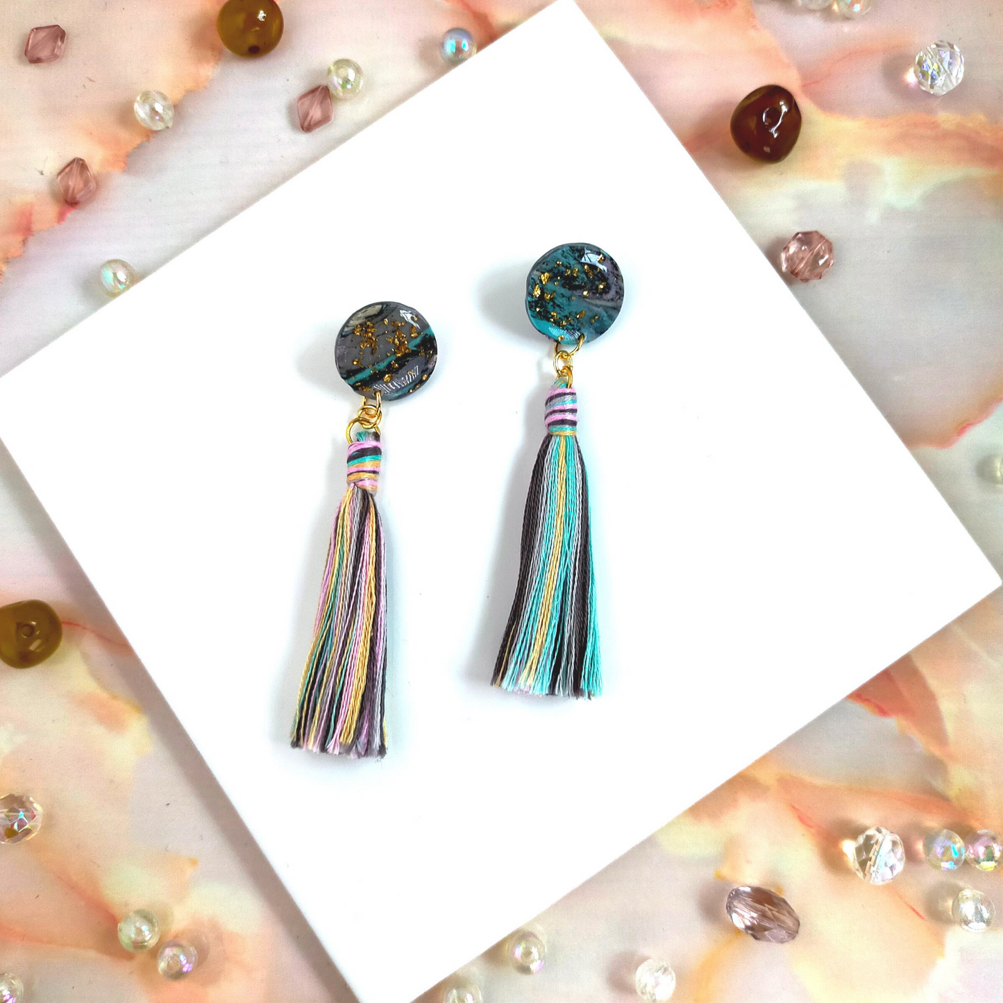 "Harlow" Polymer Clay Earrings with Tassel