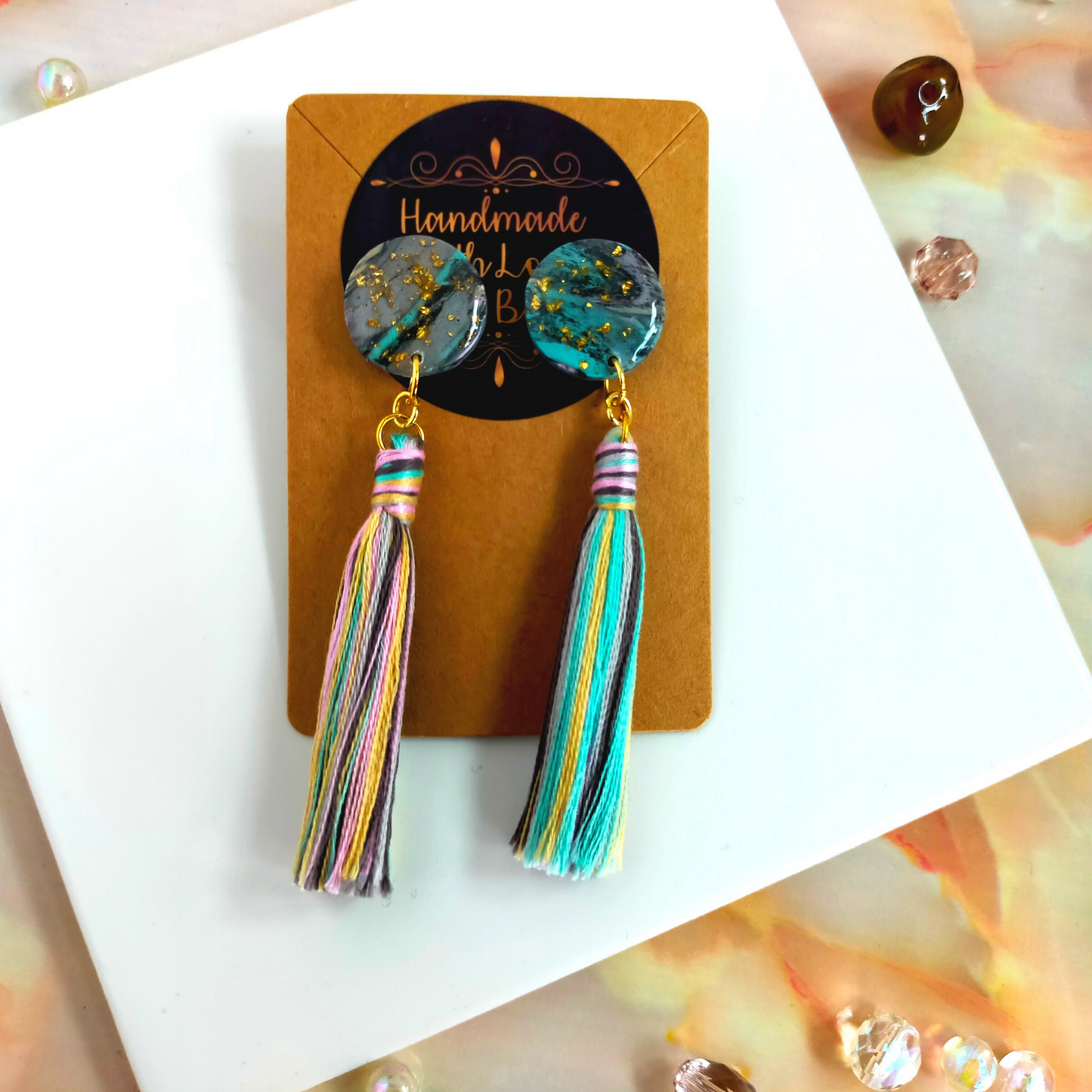 "Harlow" Polymer Clay Earrings with Tassel