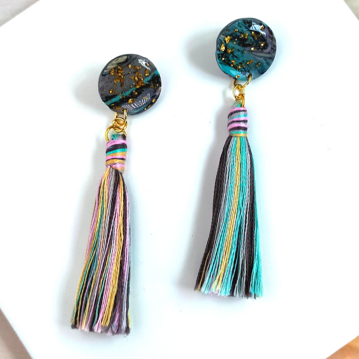 "Harlow" Polymer Clay Earrings with Tassel