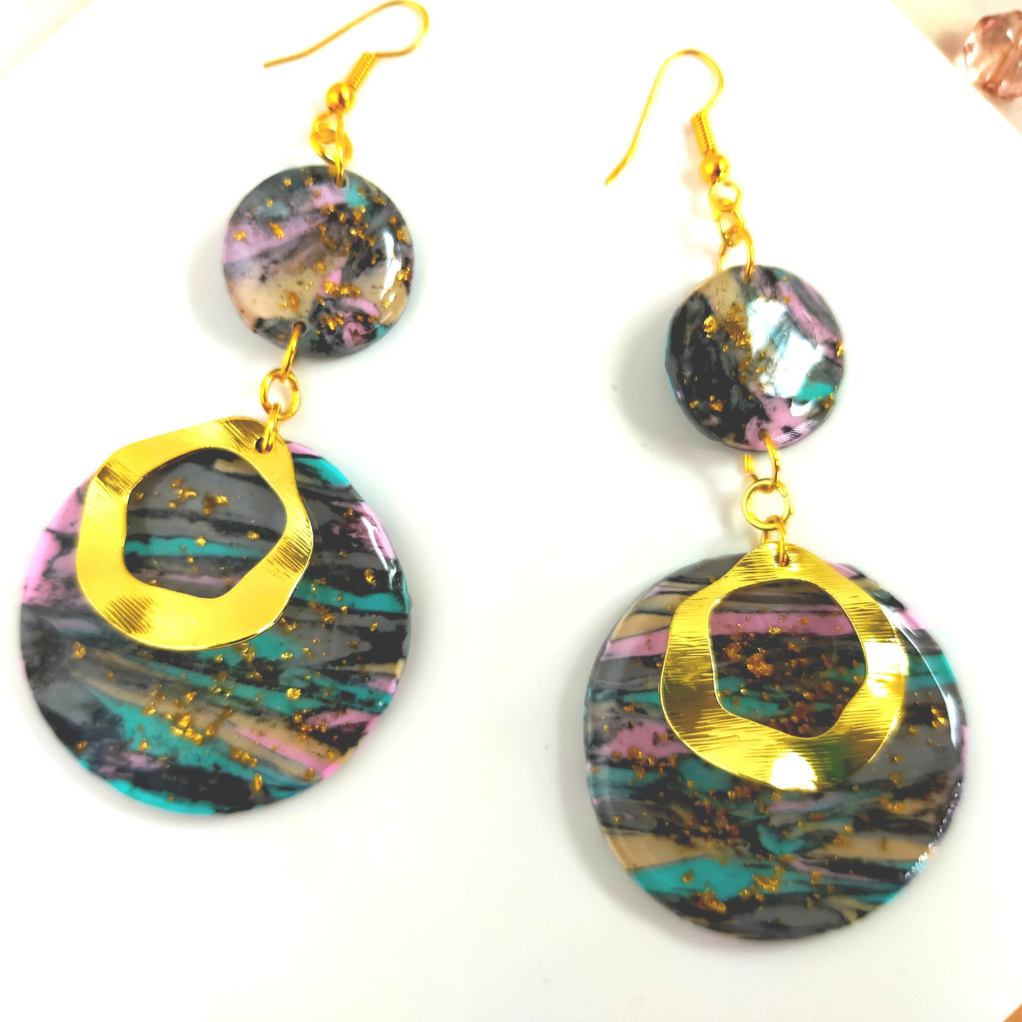 "Harper" polymer clay earrings with circle charm