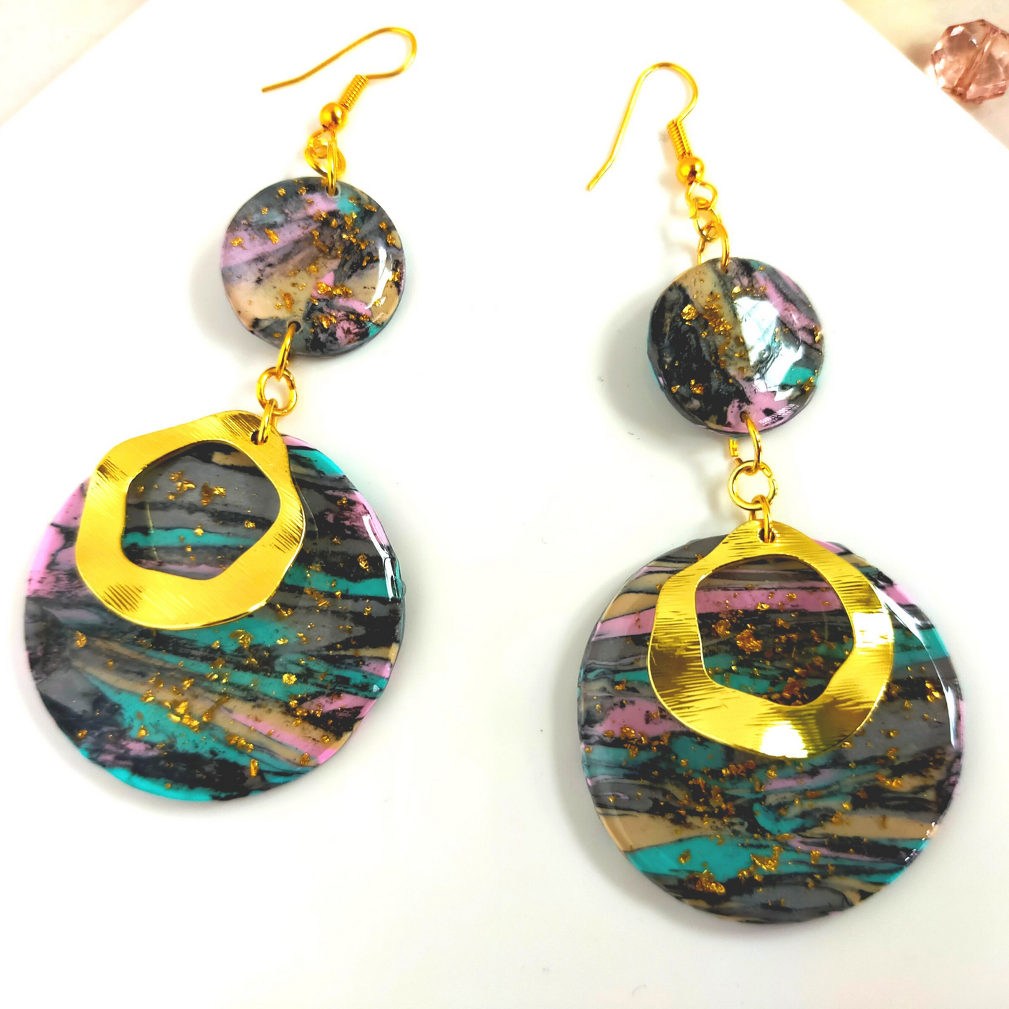 "Harper" polymer clay earrings with circle charm