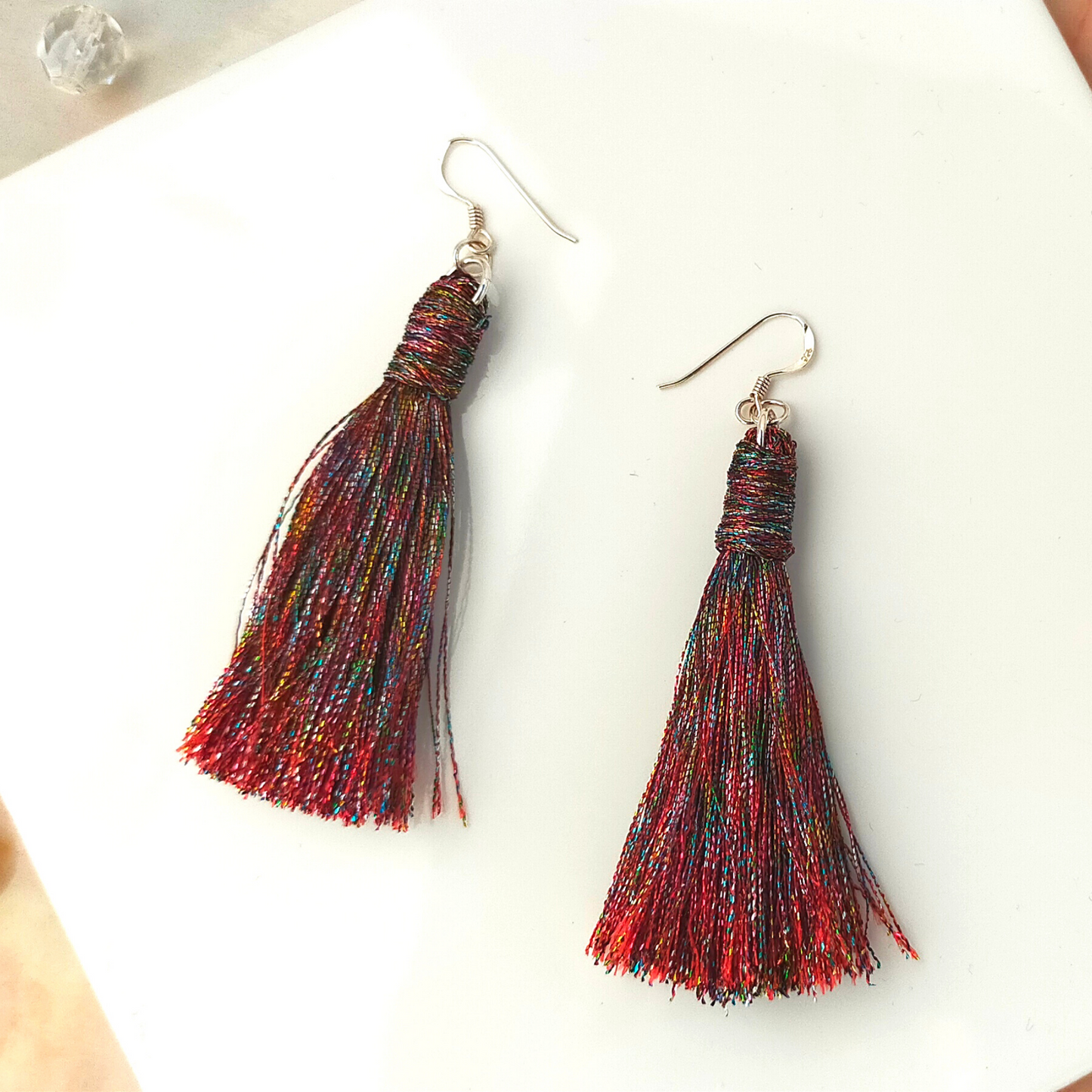 "Saffron" Sterling Silver Gemstone Colour Metallic Tassel Earrings