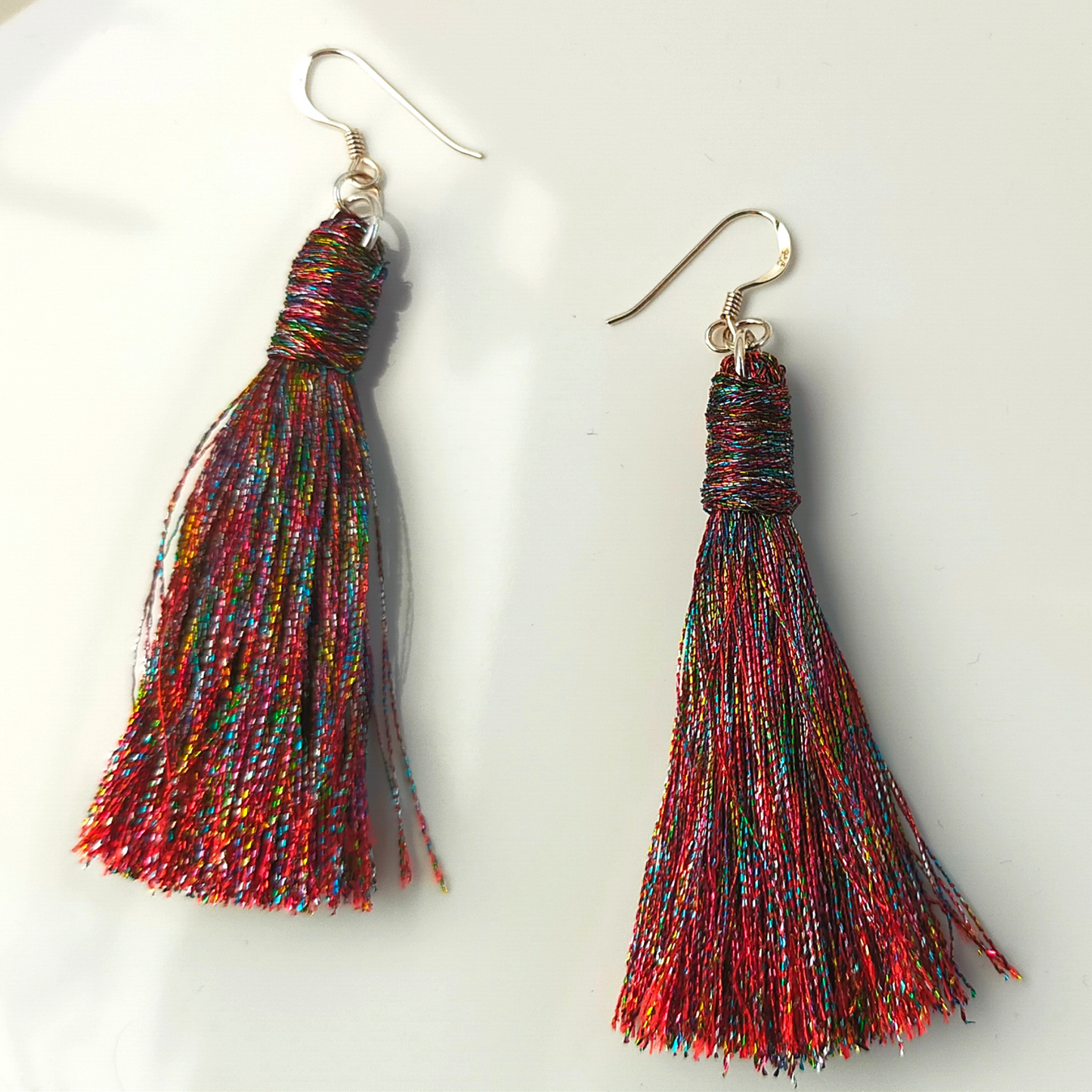 "Saffron" Sterling Silver Gemstone Colour Metallic Tassel Earrings